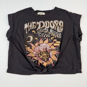 Micas The Doors Cropped Graphic Band Tee Floral Music Festival Retro RUNS SMALL
